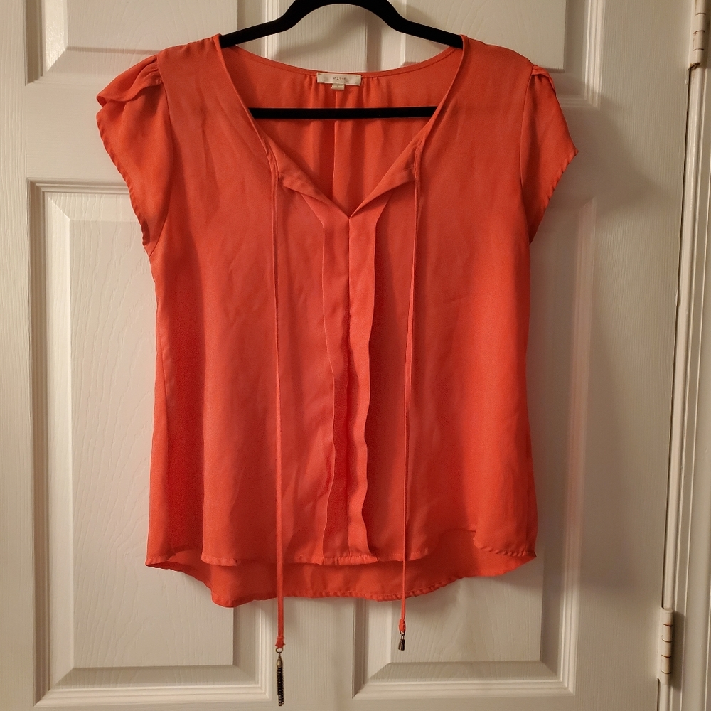 Mine Salmon/Pink Ruffled Blouse